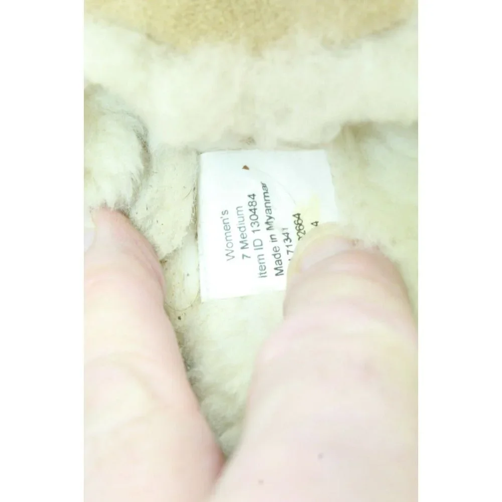 LL Bean Brown Suede Wicked Good Shearling Lined Moccasin Slippers 7 M - Picture 8 of 10